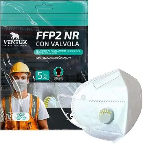 VENTUX SAFETY EQUIPMENT Mascarilla FFP2-blanco-con Válvula de Exhalación