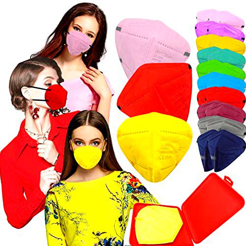 Xique - 20x Mascarilla Protectora FFP2 NR Adulto 5 capas Colores Variados + Mask Case color aleatorio