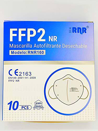 RNR Mascarillas FFP2 Desechables Color Blanco 5 Capas No Reutilizables Transpirables Plegables con Pinza Nasal PFE ≥ 94% Certificadas y Homologadas CE 2163