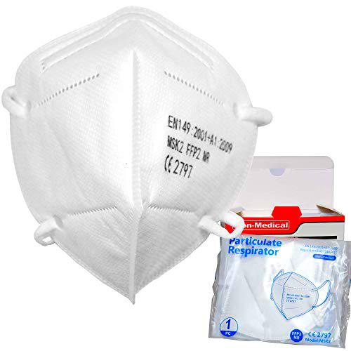 Italian Shopping Network ISN Máscara FFP2 / K95 10 piezas sobre único Certificado CE 5 capas Alta filtracion protectora respirador homologada