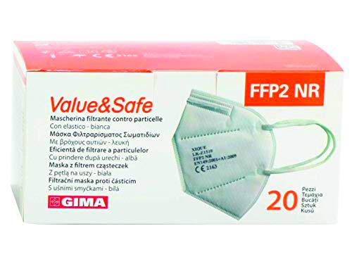 GIMA FFP2 Value &amp; Safe Filter Mask, 5 capas, color blanco