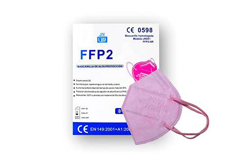 Mascarillas FFP2 Desechables colores 10 pcs Homologadas de 5 Capas de Filtro,Sin válvula Certificado Alta eficiencia Filtración Bacteriana Marcado CE 0598