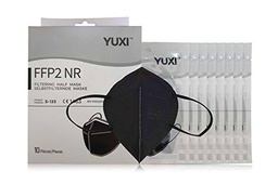YUXI Mascarillas FFP2 Homologadas, 10 Unidades, Color Negro