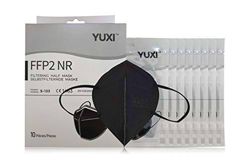 YUXI Mascarillas FFP2 Homologadas, 10 Unidades, Color Negro