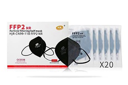 Mascarillas FFP2 NR Homologadas, Color Negro, 20 Unidades