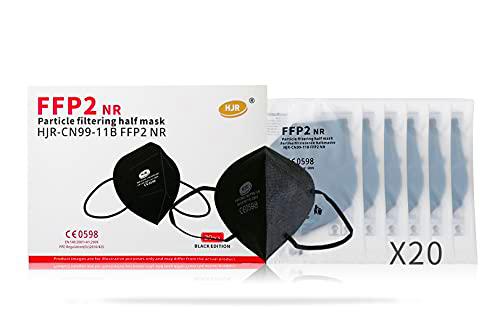 Mascarillas FFP2 NR Homologadas, Color Negro, 20 Unidades