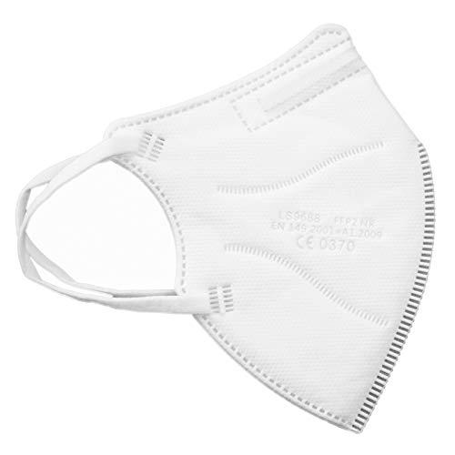 TBOC Mascarillas FFP2 [Pack 10 Unidades] Máscaras Desechables de Tamaño Pequeño [Color Blanco] Cinco Capas [No Reutilizables] Transpirables Plegables con Pinza Nasal [Certificadas y Homologadas]