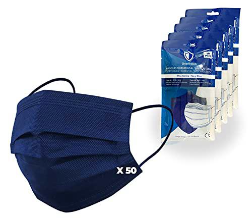 Juego de 5x 10 Mascarilla quirúrgicas colores desechables OneProtek
