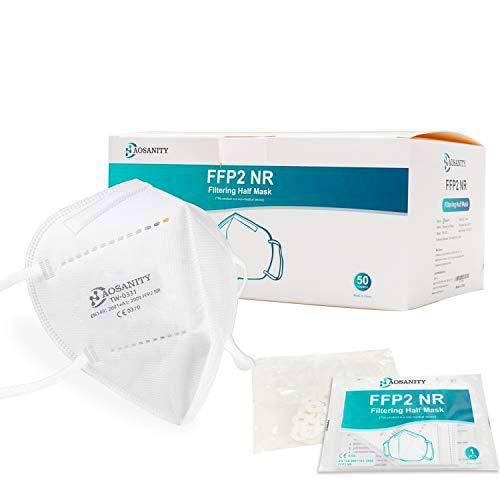 AOSANITY FFP2 Mask Mascarilla bucal con certificación CE Mascarillas Protector Mascarillas Antipolvo Plegables Mascarilla Facial Norma Europea EN149: 2001 + A1: 2009 para Adultos