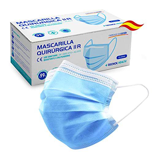 TECNOL Mascarilla Quirúrgica IIR Azul - 50uds - Marca Española que Fabrica en España