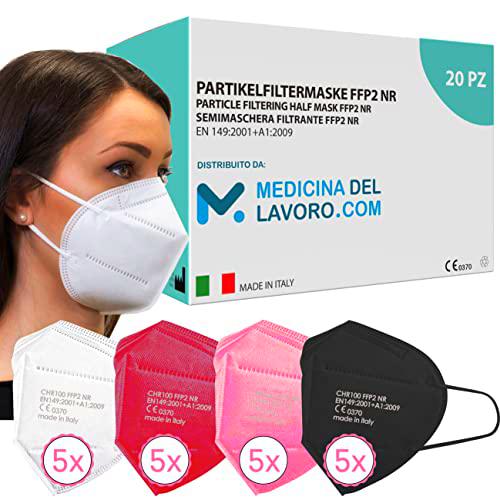 20 Mascarillas FFP2/KN95 Colores Mezclado Homologadas Certificación CE de 5 Capas