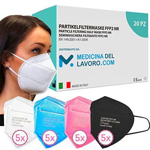 20 Mascarillas FFP2/KN95 Colores Mezclado Homologadas Certificación CE de 5 Capas