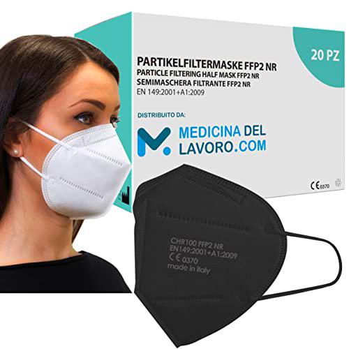 20 Mascarillas FFP2/KN95 Colores Negras Homologadas Certificación CE de 5 Capas