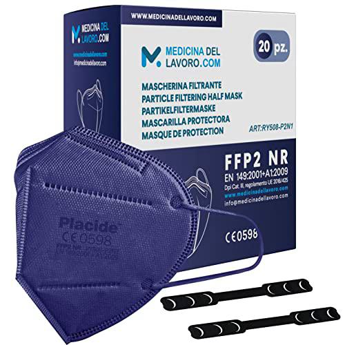 20 Mascarillas FFP2/KN95 Colores Blu Navy Homologadas Certificación CE sin Válvula de 6 Capas
