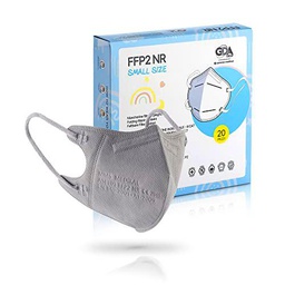 20 Unidades Mascarillas FFP2 Talla Pequeña Certificación CE Filtración ≥ 95% Filtro Multicapa Uso Personal Color Gris