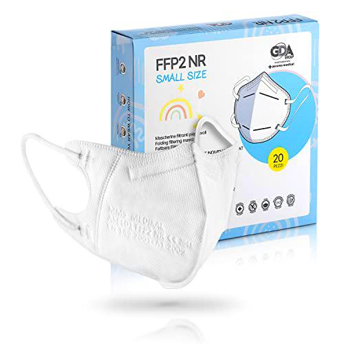20 Unidades Mascarillas FFP2 Talla Pequeña Certificación CE Filtración ≥ 95% Filtro Multicapa Uso Personal Color Blanco