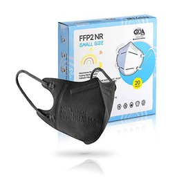 20 Unidades Mascarillas FFP2 Talla Pequeña Certificación CE Filtración ≥ 95% Filtro Multicapa Uso Personal Color Negro