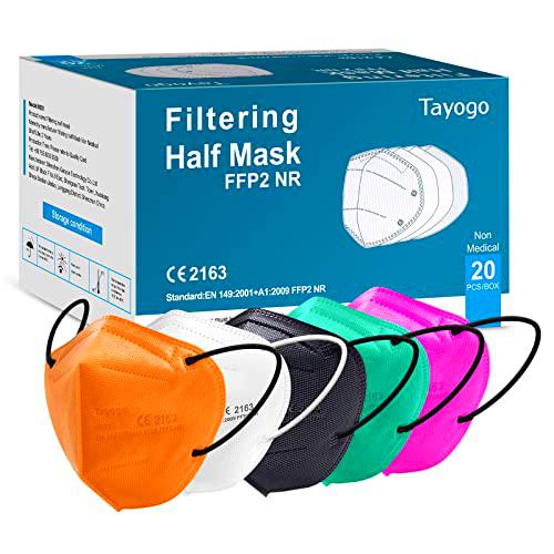 Tayogo Mascarillas ffp2 Colores Homologadas Aprobado Certificación CE desechable de Proteccion Personal 5 Capas Caja 10/20/50 Unidades