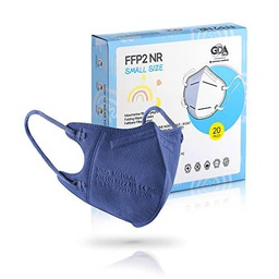 20 Unidades Mascarillas FFP2 Talla Pequeña Certificación CE Filtración ≥ 95% Filtro Multicapa Uso Personal Color Azul