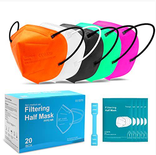 Tayogo Mascarillas ffp2 Colores Homologadas Aprobado Certificación CE desechable de Proteccion Personal 5 Capas Caja 10/20/50 Unidades (colores-20)