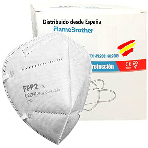 Flame Brother Mascarilla FFP2 sin GRAFENO mascara respiratoria blanca pack de AHORRO certificación CE 2797 (UN EN149:2001+A1:2009) Filtración ≥95% masca FFP2 homologada antipolvo 5 capas (30, blanco)