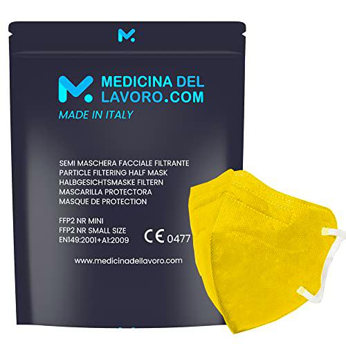 20 Mascarillas FFP2/KN95 Colores Amarillo Talla Pequeña Small Homologadas Certificación CE de 4 Capas
