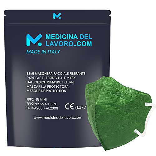 20 Mascarillas FFP2/KN95 Colores Verde Talla Pequeña Small Homologadas Certificación CE de 4 Capas