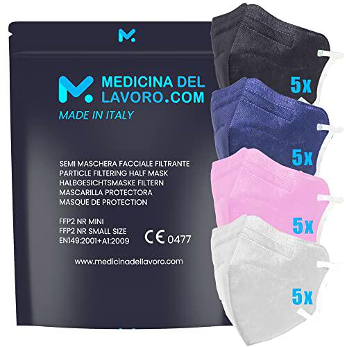 20 Mascarillas FFP2/KN95 Colores Mix Talla Pequeña Small Homologadas Certificación CE de 4 Capas