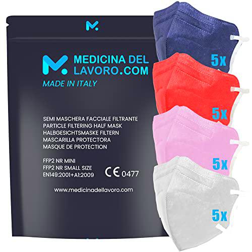 20 Mascarillas FFP2/KN95 Colores Mix Talla Pequeña Small Homologadas Certificación CE de 4 Capas