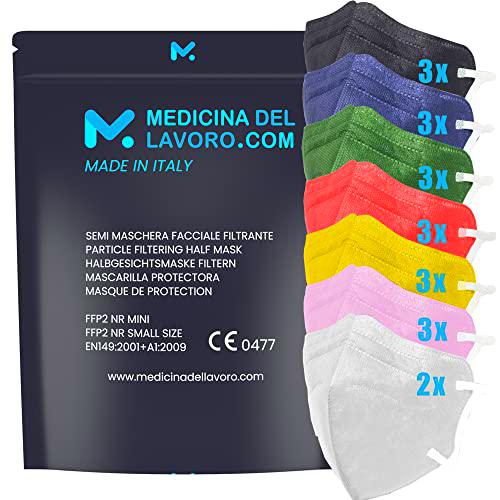 20 Mascarillas FFP2/KN95 Colores Mix Talla Pequeña Small Homologadas Certificación CE de 4 Capas