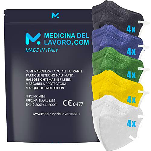 20 Mascarillas FFP2/KN95 Colores Mix Talla Pequeña Small Homologadas Certificación CE de 4 Capas