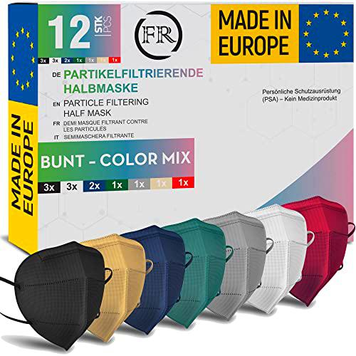 FiRiO® 12x Mascarillas FFP2 Colores [MADE IN EUROPE]