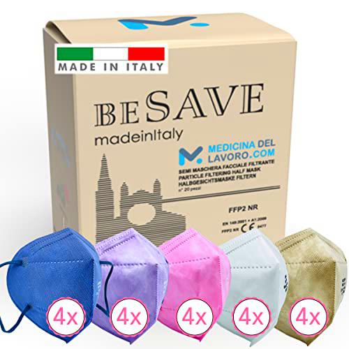 20 Mascarillas FFP2/KN95 Colores Mujer Homologadas Certificación CE de 5 Capas