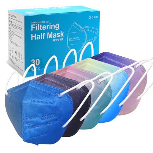 Tayogo Mascarilla FFP2 Colores Homologadas Caja 30 Mascarillas FFP2 NR mujer y hombre de 5 capas de filtro pasar la certificación CE y EN 149:2001+A1:2009