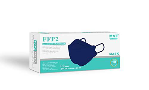 20 Mascarillas FFP2 Azul Doble Homologadas (Tipo Pez) CE 0370 EN149:2001+A1:2009 Alta Eficacia de Filtración