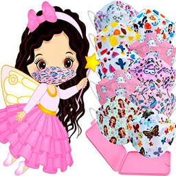 MVT Mascarilla FFP2 Colores, Pack de 10x Mascarillas FFP2 NR de Colores Homologadas Para Niñas 5 Capas Forma 3D Tipo Pez +1 Estuche Porta Mascarillas Color Aleatorio (Rosa niña)