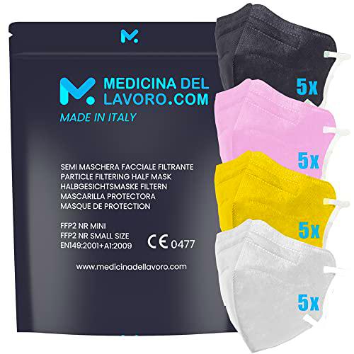 20 Mascarillas FFP2/KN95 Colores Mix Talla Pequeña Small Homologadas Certificación CE de 4 Capas