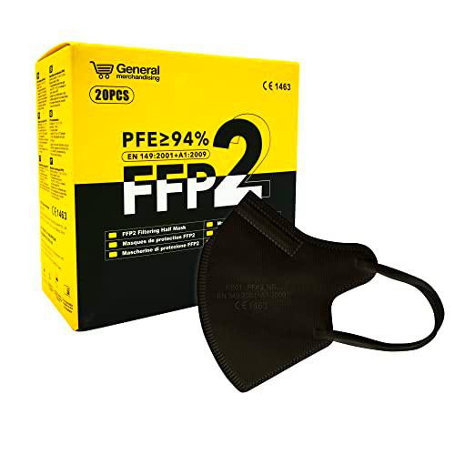 general merchandising 20 Mascarillas FFP2 de colores con certificación CE | Mascarilla FFP2 Negro