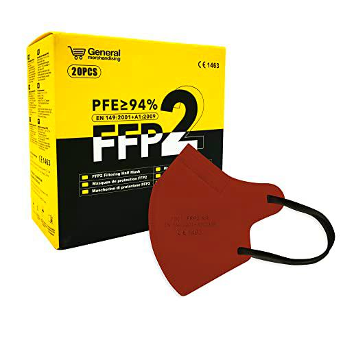 general merchandising 20 Mascarillas FFP2 de colores con certificación CE | Mascarilla FFP2: Burdeos