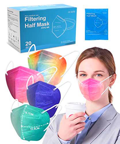 Tayogo Mascarillas FFP2 Colores NR 20 uds, Respirador Mascarilla Homologadas CE