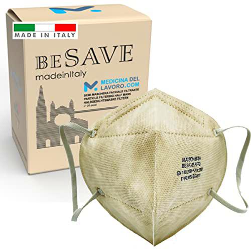 20 Mascarillas FFP2/KN95 Colores Beige Homologadas Certificación CE de 5 Capas