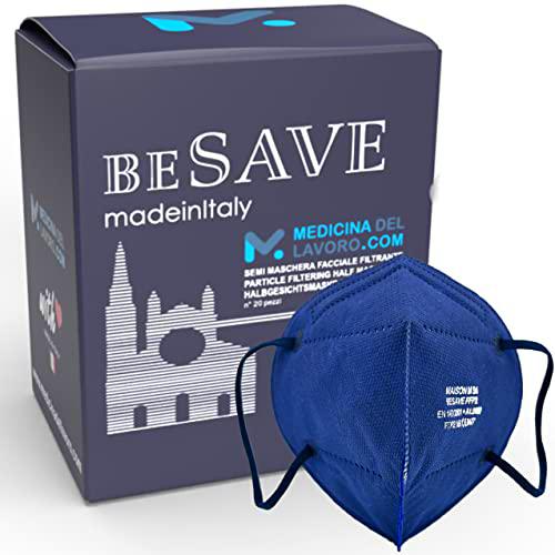 20 Mascarillas FFP2/KN95 Colores Noche Azul Homologadas Certificación CE de 5 Capas