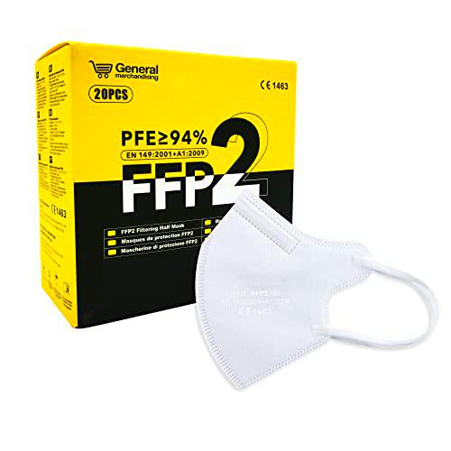 general merchandising 20 Mascarillas FFP2 de colores con certificación CE | Mascarilla FFP2: Blanco