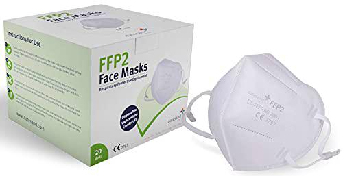 Mascarilla FFP2 NR Datesand x 20: DS-FFP2 NR 2001: EPR para profesionales de la salud certificado y probado con marca CE según BSI 2020/403 BS EN 149:2001 + A1:2009 (CAJA x 20)