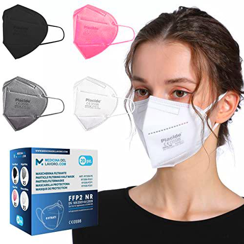 20 Mascarillas FFP2/KN95 Colores Mix Homologadas Certificación CE sin Válvula de 6 Capas