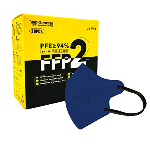 general merchandising 20 Mascarillas FFP2 de colores con certificación CE | Mascarilla FFP2 Azul