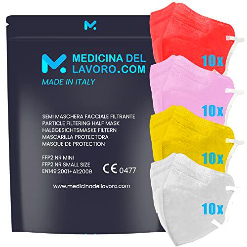 40 Mascarillas FFP2/KN95 Colores Mix Talla Pequeña Small Homologadas Certificación CE de 4 Capas