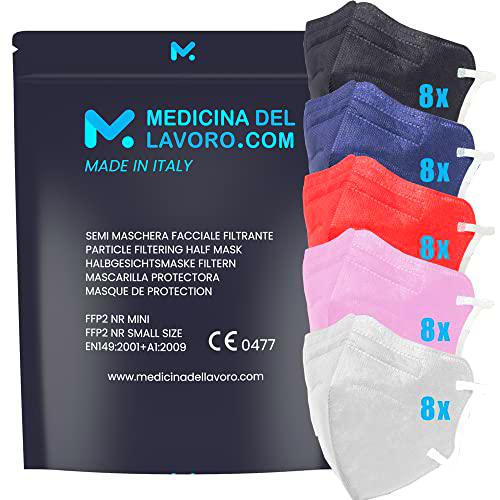 40 Mascarillas FFP2/KN95 Colores Mix Talla Pequeña Small Homologadas Certificación CE de 4 Capas