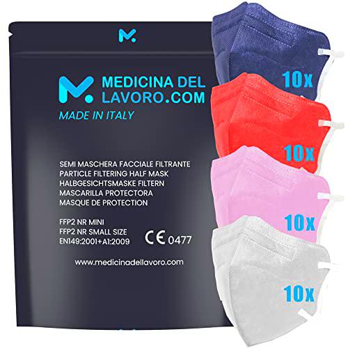 40 Mascarillas FFP2/KN95 Colores Mix Talla Pequeña Small Homologadas Certificación CE de 4 Capas