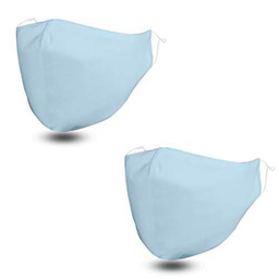 FLOWZOOM Mascarillas reutilizables - 2 pack mascarillas de tela | Mascarillas de color | Mascarilla adjustable con bolsillo para filtros | Mascarillas hombre | Azul, talla L